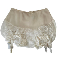 VINTAGE *PRISTINE* 1950's Women's Cream w/Lace Girdle Garter Size L