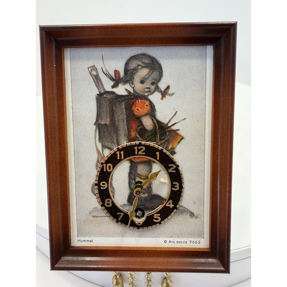 VINTAGE *NEW* 1960's Hummel Mini Girl Hanging Linden Clock w Chimes Germany