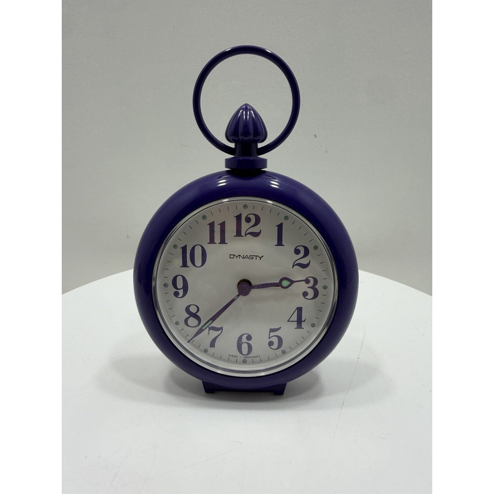 VINTAGE *NEW* 1970's Dynasty 7" Keywound Metal Alarm Clock - Purple
