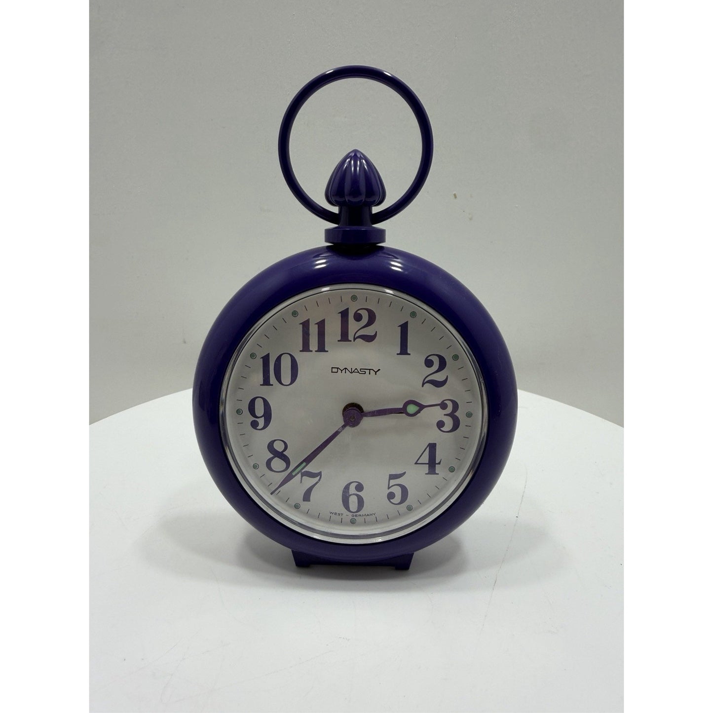VINTAGE *NEW* 1970's Dynasty 7" Keywound Metal Alarm Clock - Purple