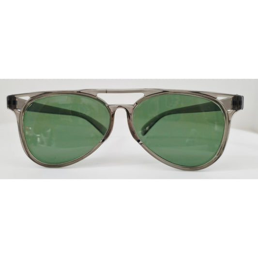 VINTAGE *NEW* 1970's Glam Unisex Sunglasses Gray Frame with Green Lens