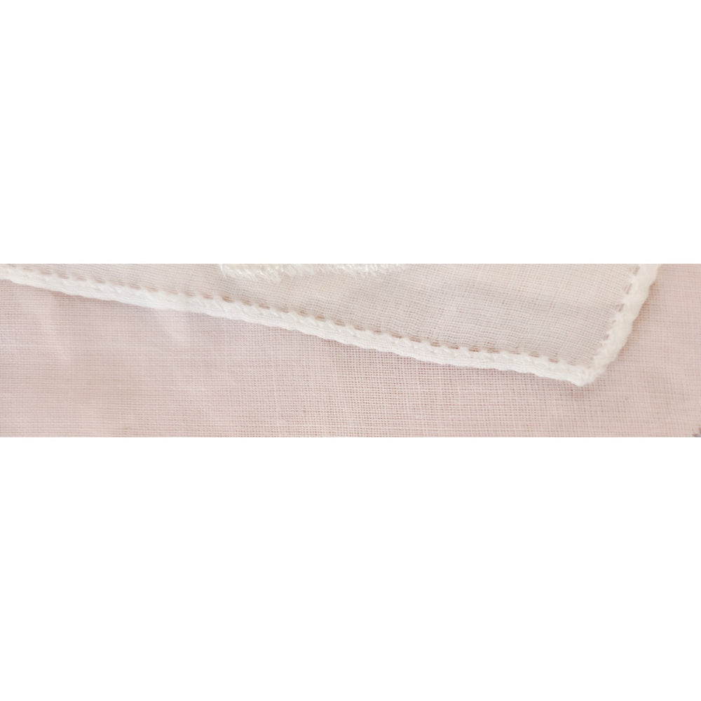 VINTAGE *NEW* 1950's Swiss Style Cotton Handkerchief White w/Flowers & Necklace