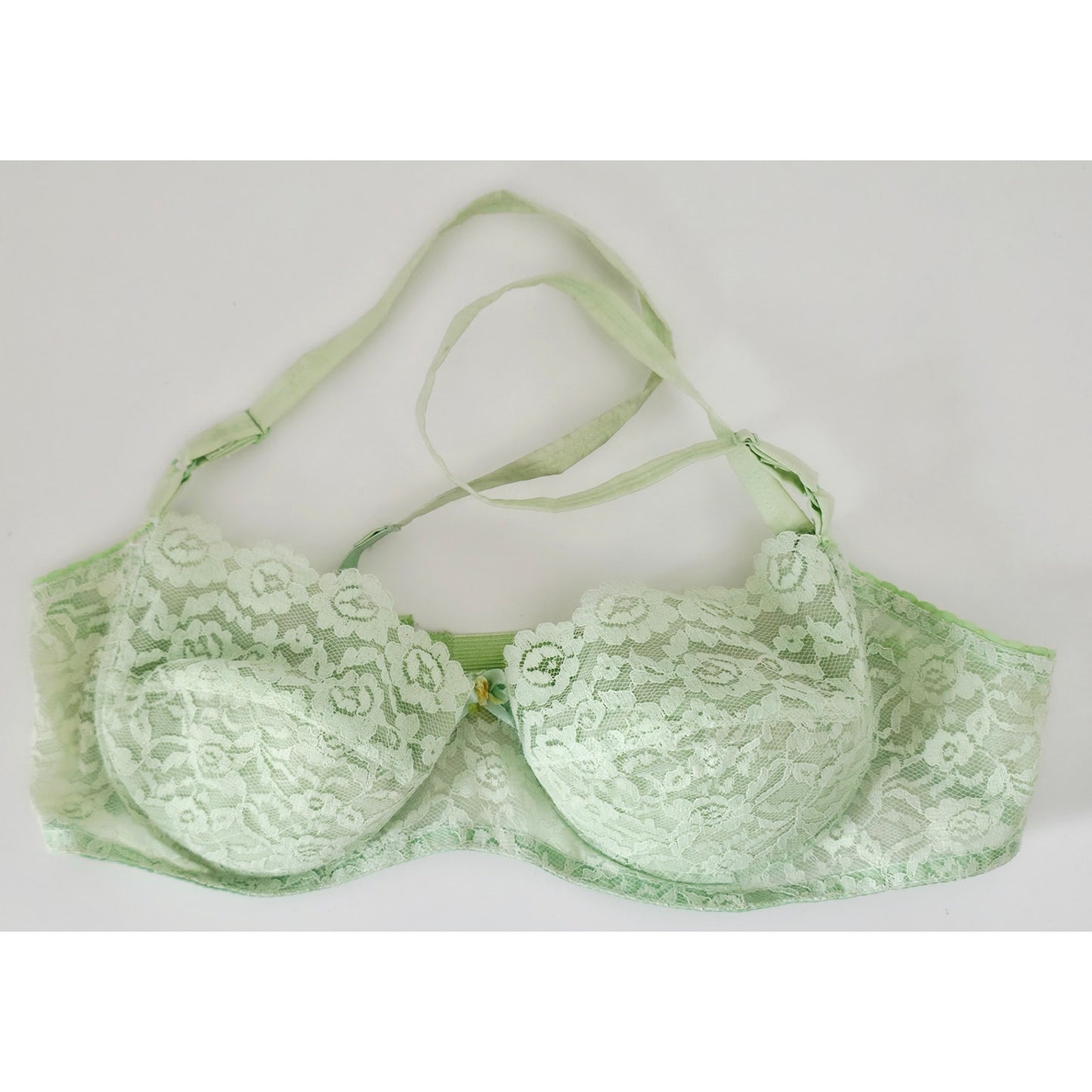 VINTAGE *NEW* 1960's Empire Foundation Women's Green Lace Push Up Bra Size 34A
