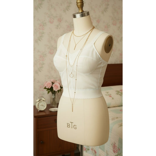 VINTAGE *NEW* 1960's Women's Sheer Cream Bustier Top | Corset Bra Size 40C