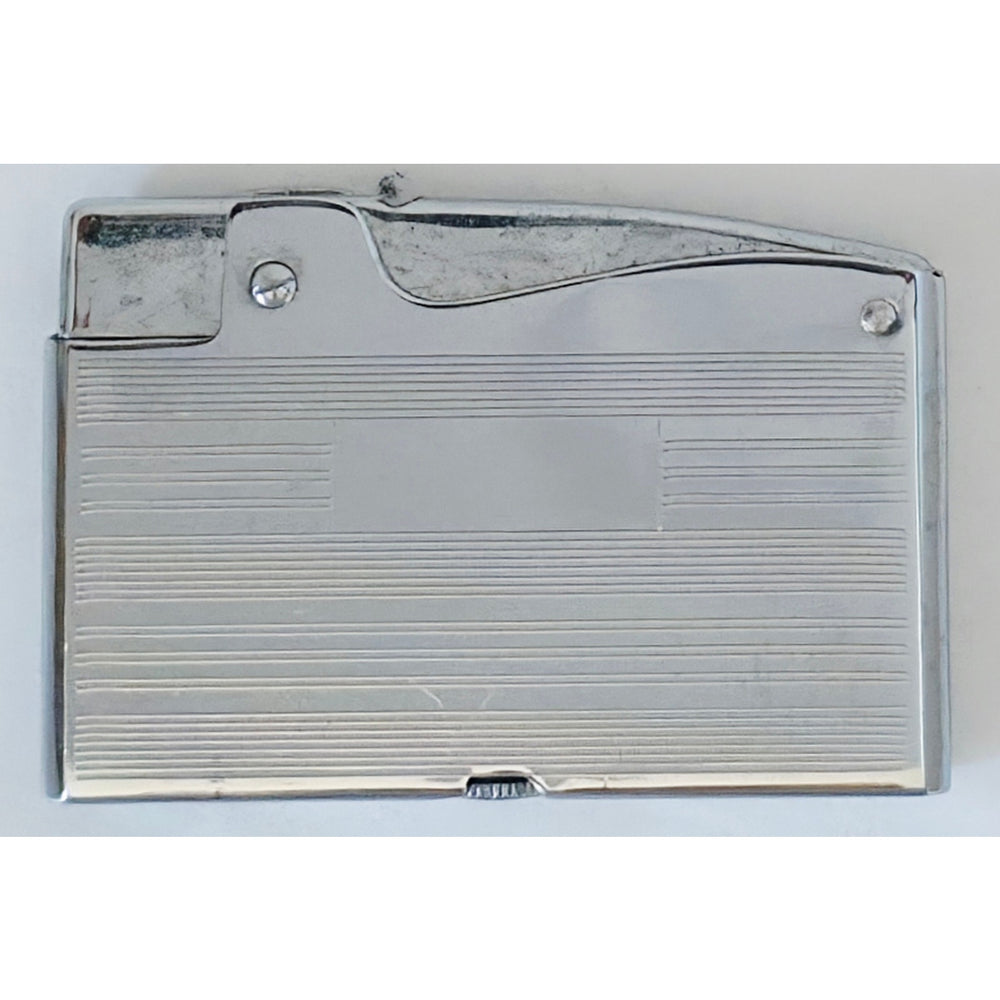 VINTAGE *NEW* 1960's Modern De Luxe Silver Tone Striped Lighter in Box Japan