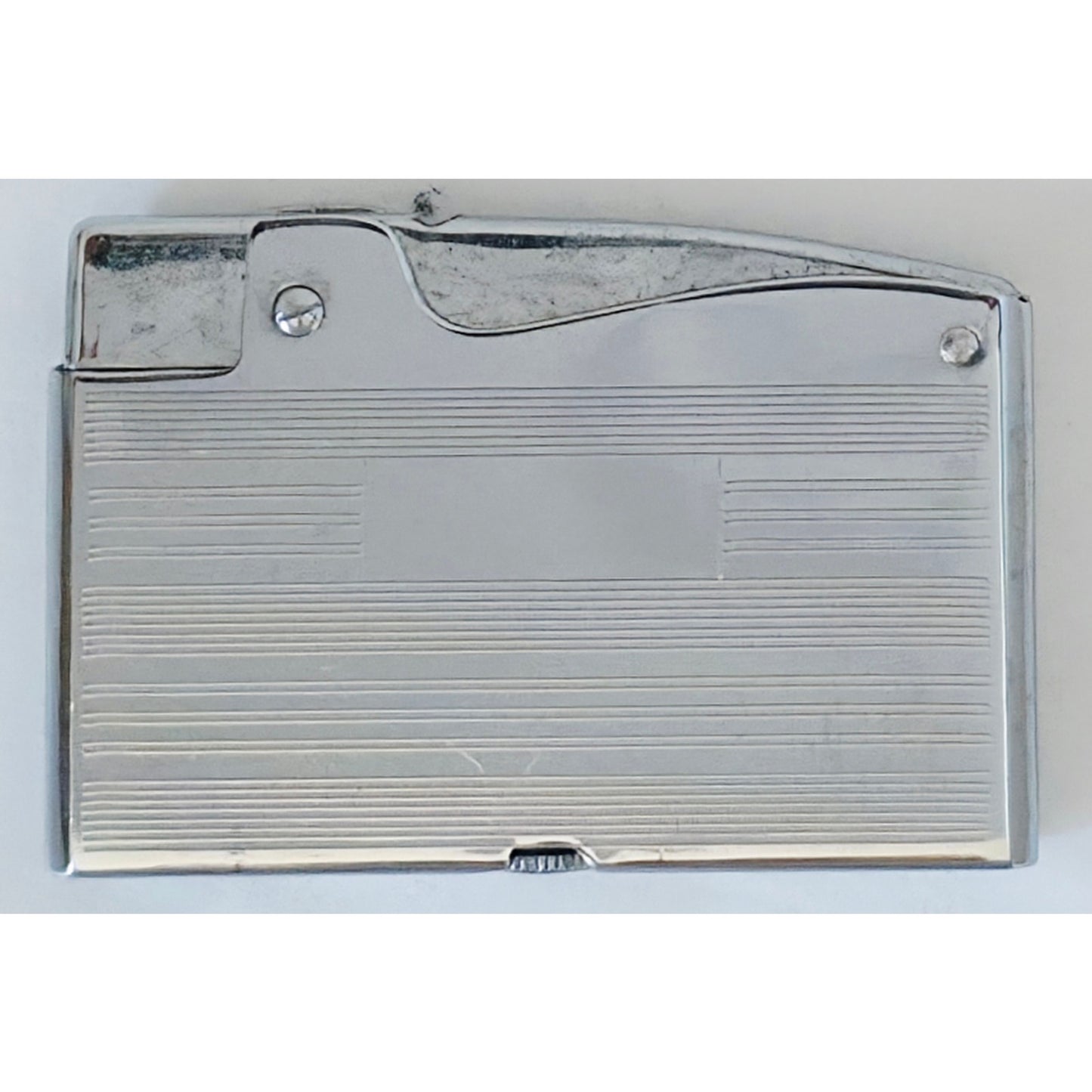 VINTAGE *NEW* 1960's Modern De Luxe Silver Tone Striped Lighter in Box Japan