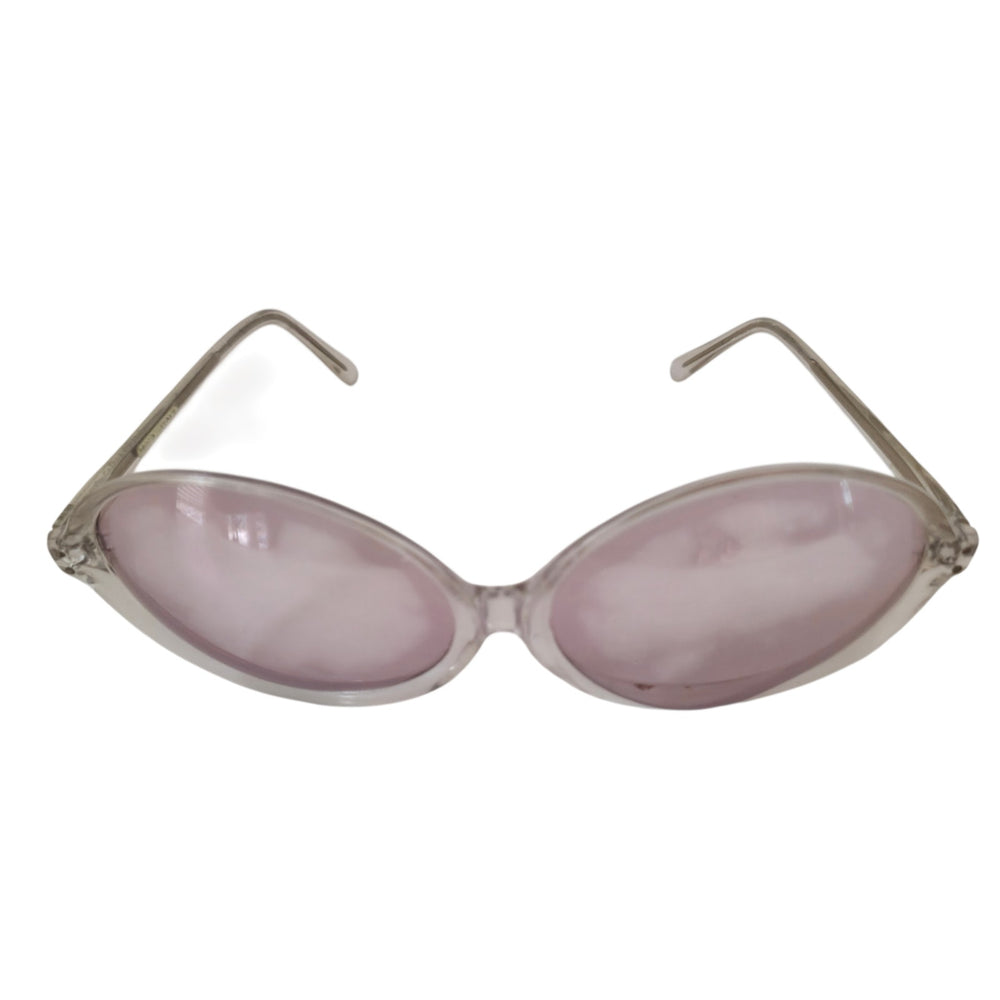 VINTAGE *NEW* 1970's Unisex Sunglasses Clear Oval Frame with Light Pink Lens