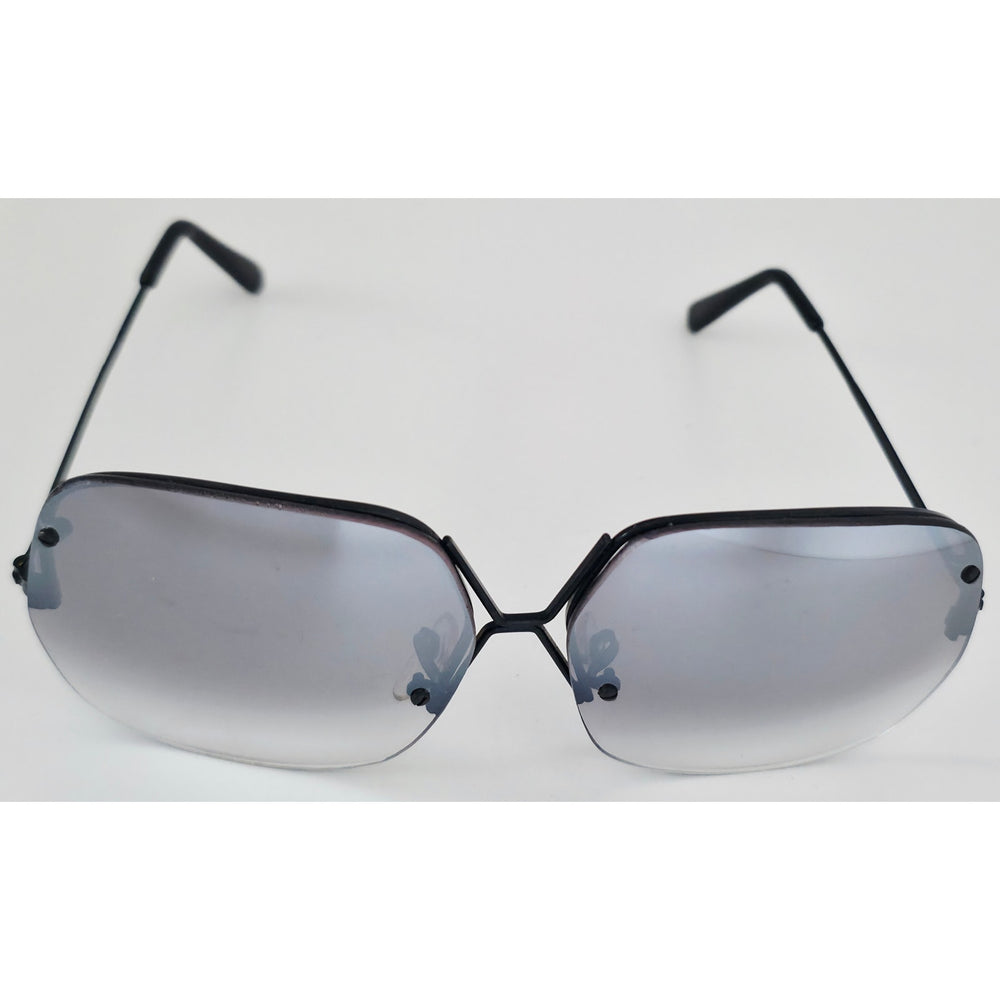 VINTAGE *NEW* 1970's Glam Unisex Sunglasses Black Frame with Smoke Gray Lens