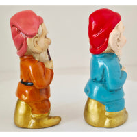 VINTAGE *NEW* 1960's Commadore Happy Time Set of 2 Smiling Holiday Elf Figurines