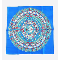 VINTAGE *NEW* 1950's Japanese Hand Printed Silk Rayon Scarf 31" x "31" Blue