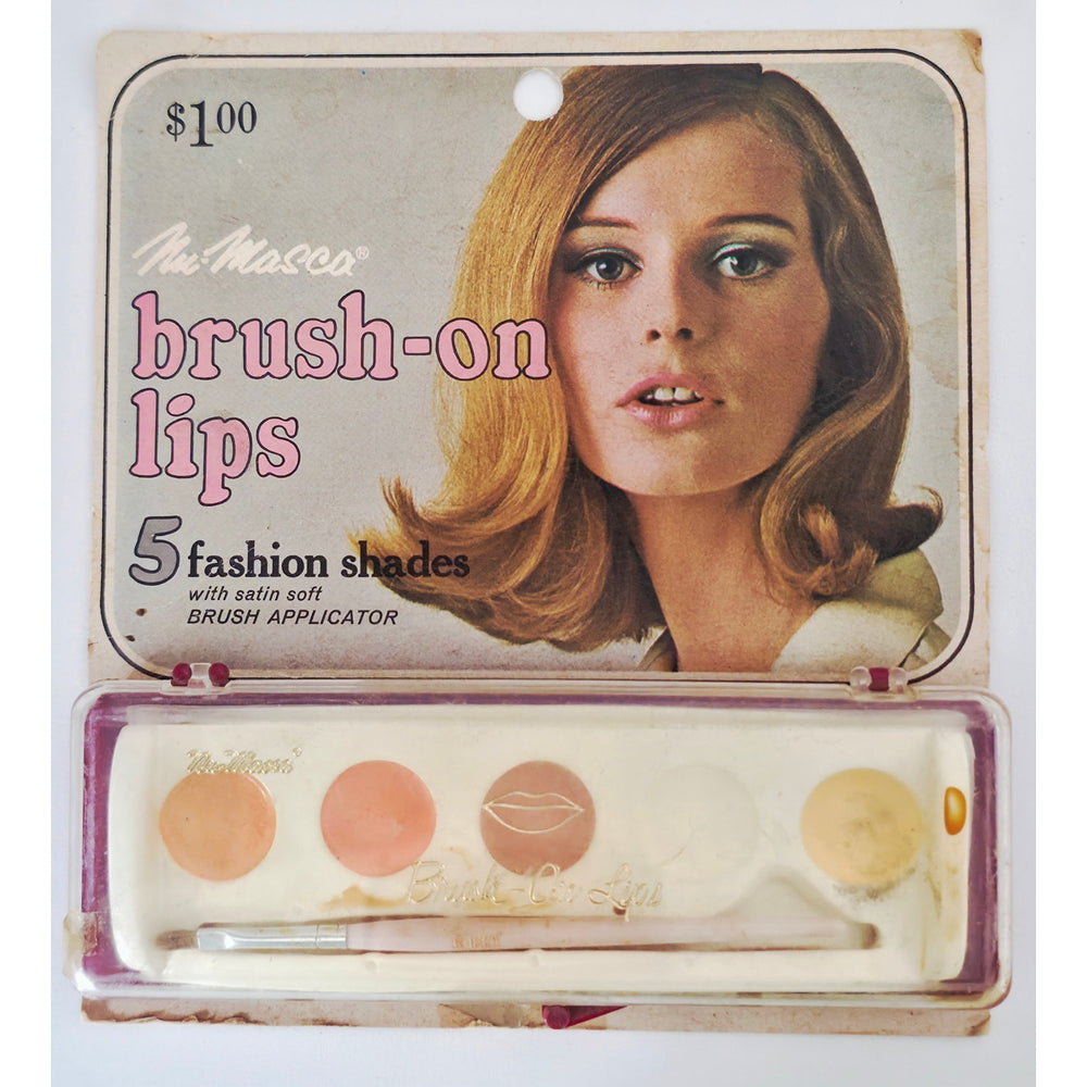 VINTAGE *NEW* 1970's Nu-Masca Brush-On Lips 5 Shades with Applicator #400 USA