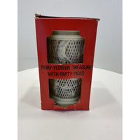 VINTAGE *NEW* 1970's Party Picks/Mini Forks in Ivory Cup