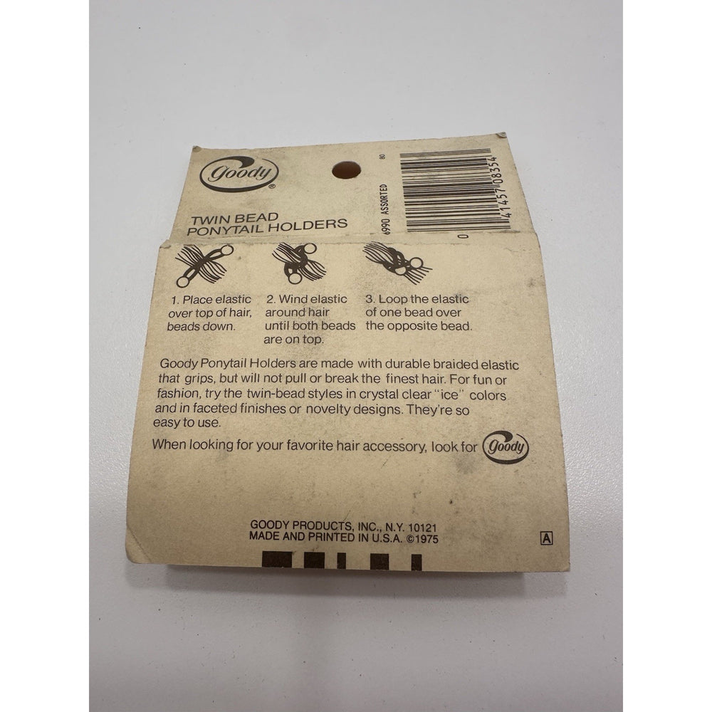 VINTAGE *NEW* 1975 Goody 6990 Twin Bead Ponytail Holders with Cherries