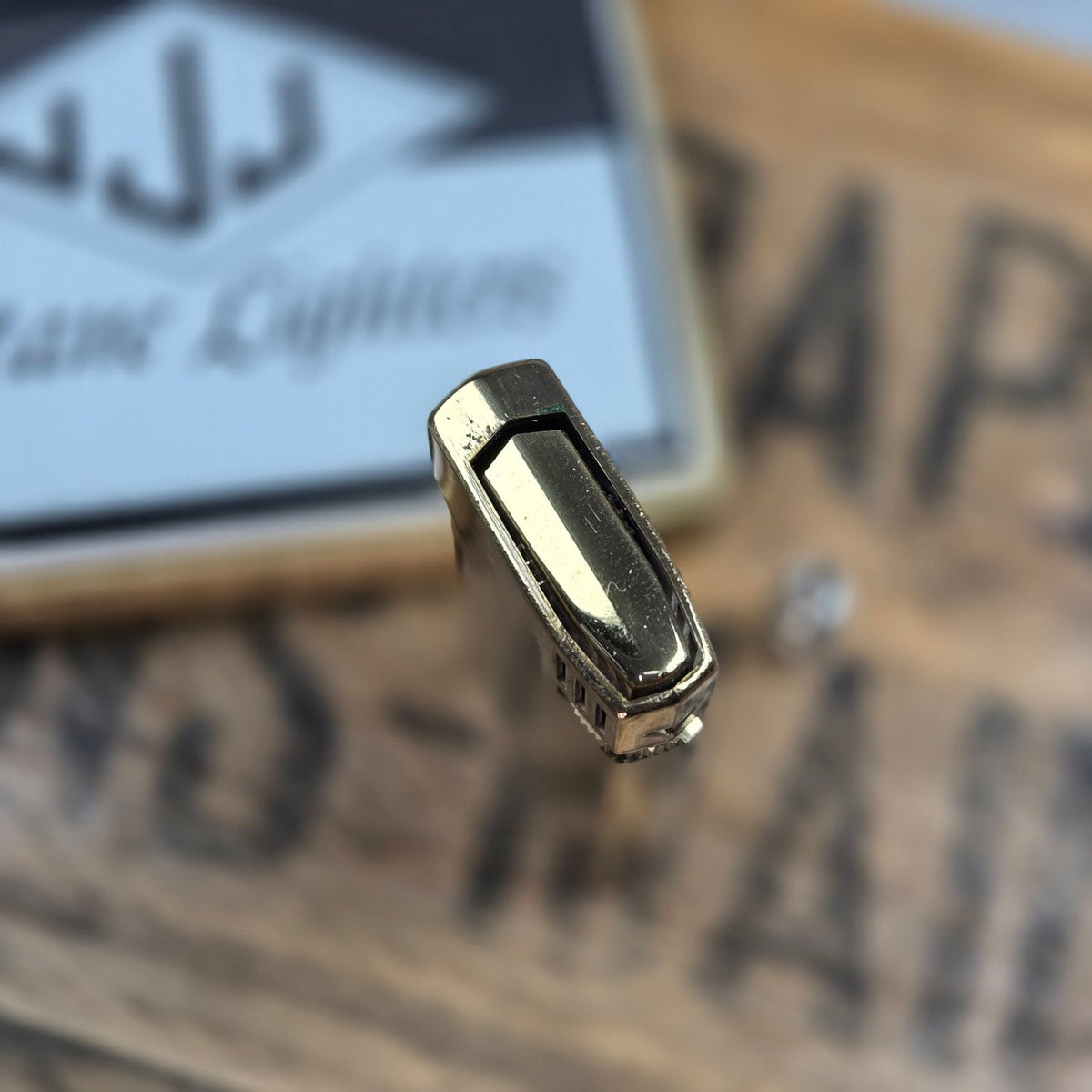 VINTAGE *NEW* 1960's JJJ Gold Butane Lighter Japan