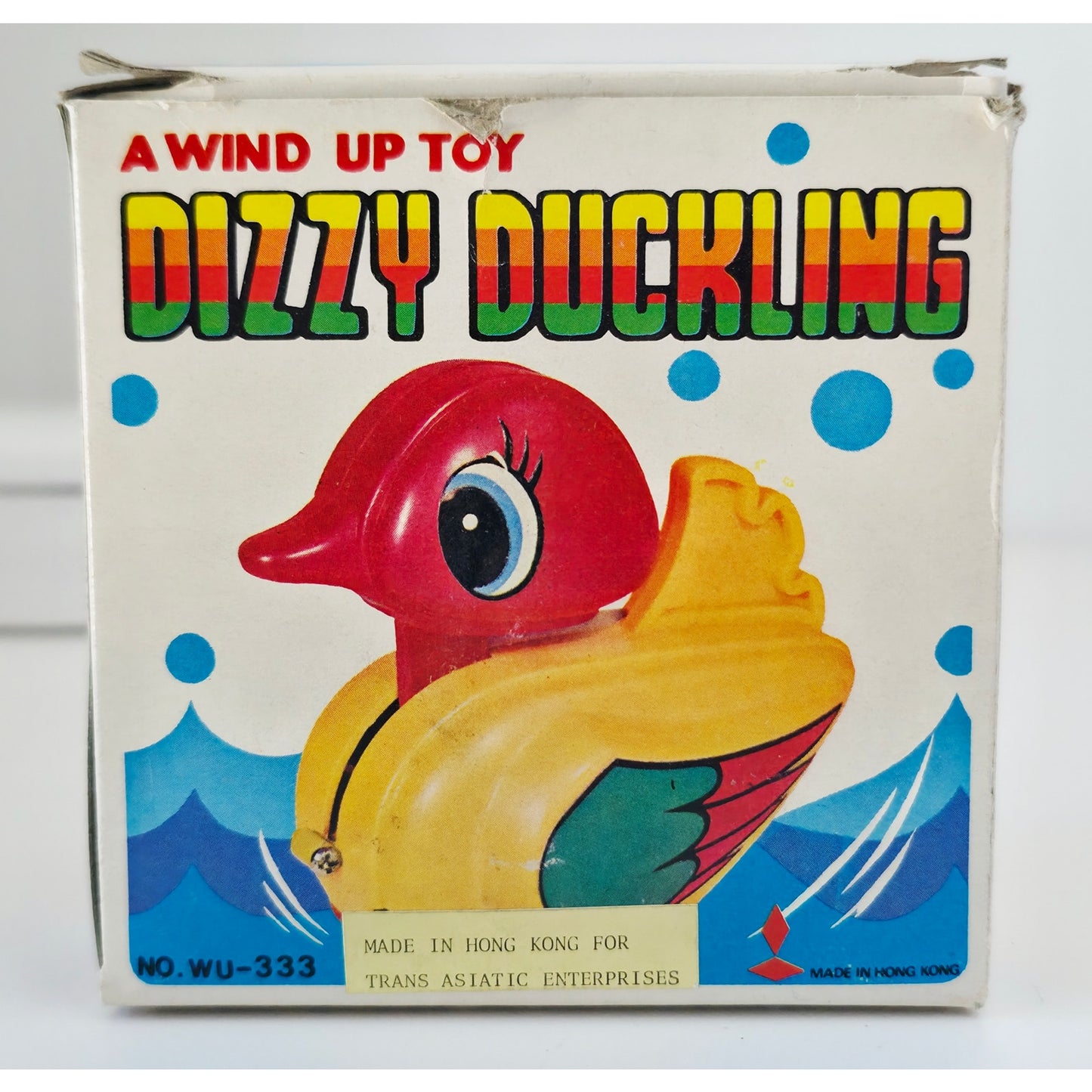 VINTAGE *NEW* 1970's Dizzy Duckling Wind-Up Yellow Toy Made in Hong Kong