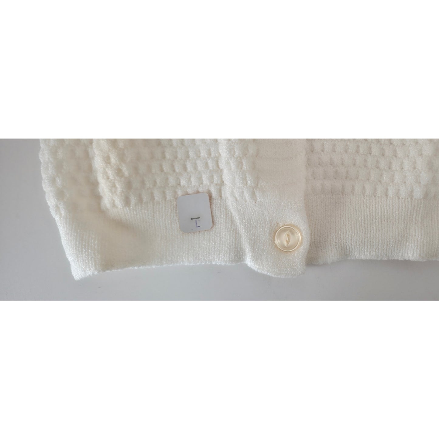 VINTAGE *NEW* 1960's Women's White Button Down Sweater by DuPont 100% Nylon Sz L
