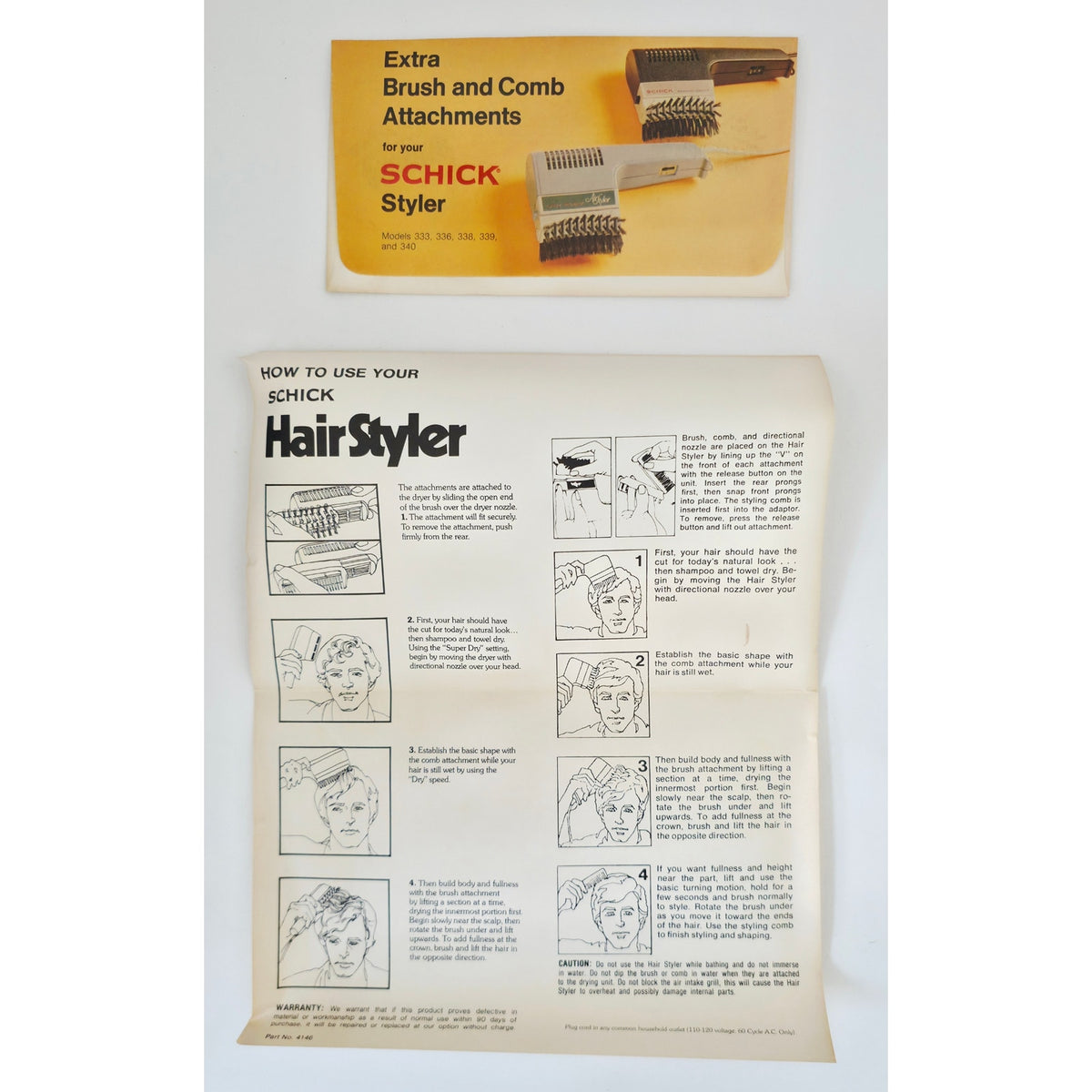 VINTAGE *PRISTINE* 1970's Lady Schick 500W Air Styler  Hair Dryer - White