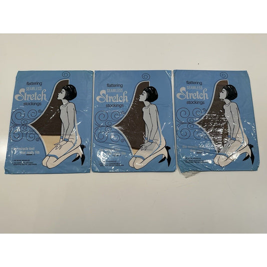 VINTAGE *NEW* Merry Maid-DemiToe Stretch-Pecan-3 pair-Sz9.5-10M