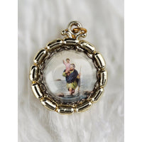 VINTAGE *NEW* 1950's Jesus and Saint Christopher Religious Pendant 1.25"