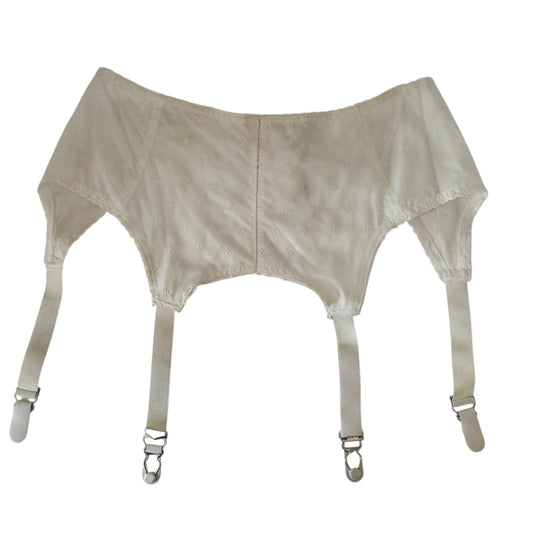 VINTAGE *NEW* 1950's Women's Cream Garter Belt w/ Flowers 100% Cotton Size M (26)