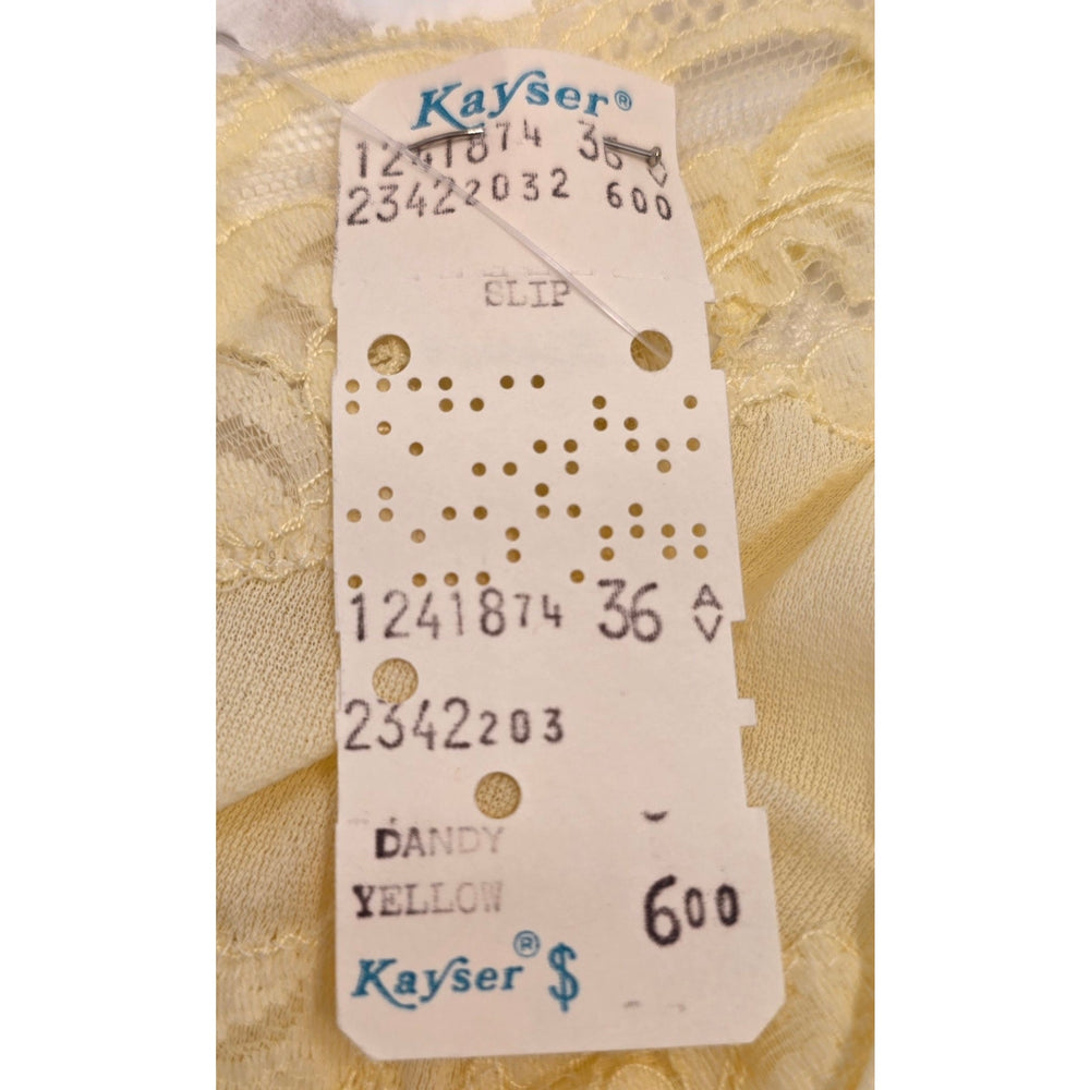 VINTAGE *NEW* 1960's Kayser Light Yellow Slip White Lace Trim 100% Nylon Size 36