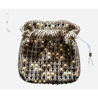 VINTAGE *NEW* 1960's Cream and Brown Beaded Cinch Purse