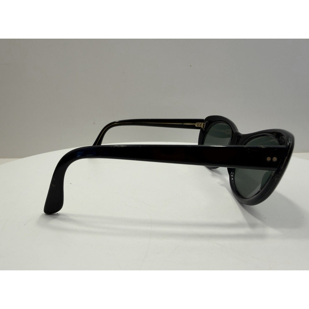 VINTAGE *NEW* 1970's Glam Unisex Sunglasses Black Oval Frame FRANCE