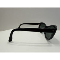 VINTAGE *NEW* 1970's Glam Unisex Sunglasses Black Oval Frame FRANCE