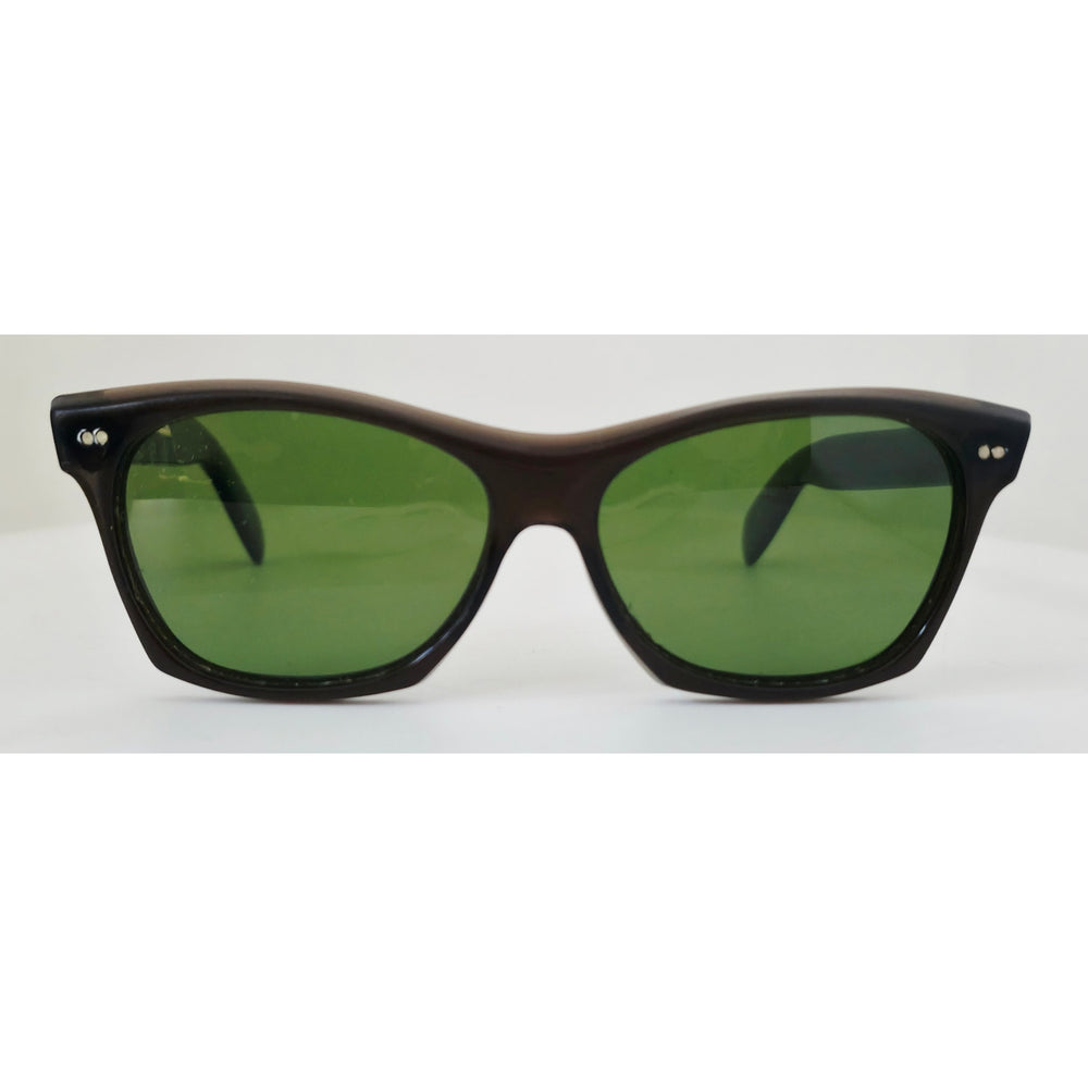 VINTAGE *NEW* 1970's Glam Black and Brown Frame with Green Lens Sunglasses Japan
