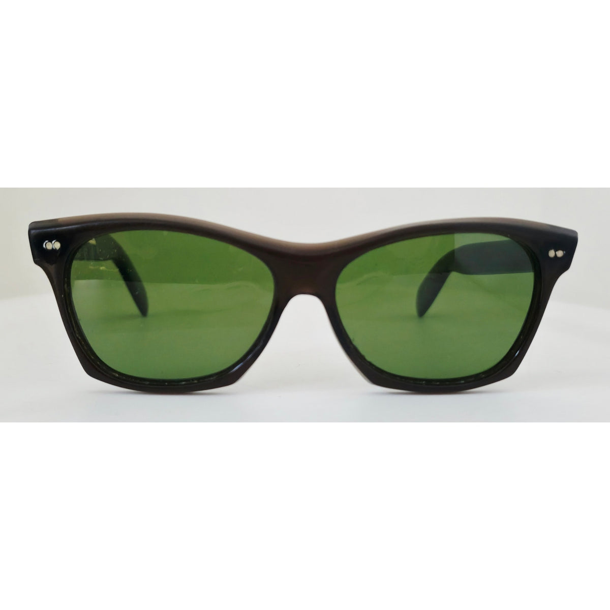 VINTAGE *NEW* 1970's Glam Black and Brown Frame with Green Lens Sunglasses Japan