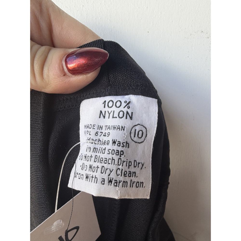 VINTAGE *NEW* 1960's Black Nylon Stretch Waste Straight Leg Pant Size 10