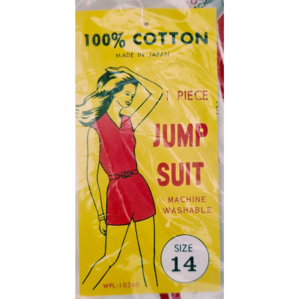 VINTAGE *NEW* 1960's Red & White Striped Waist Tie Romper Size 14 Japan