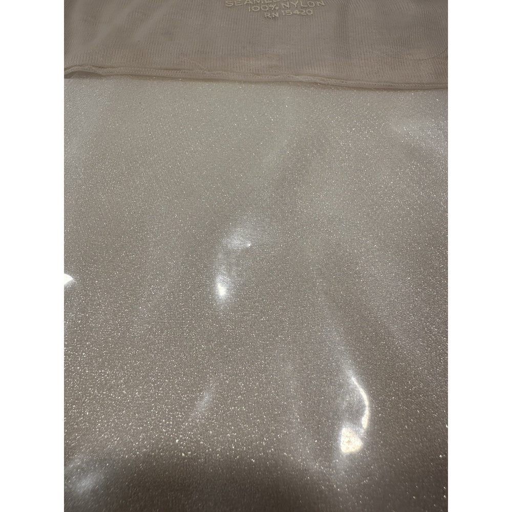 VINTAGE *NEW* 60's 70's ModGlitter Hosiery-Glitter Off White Sz9.5M