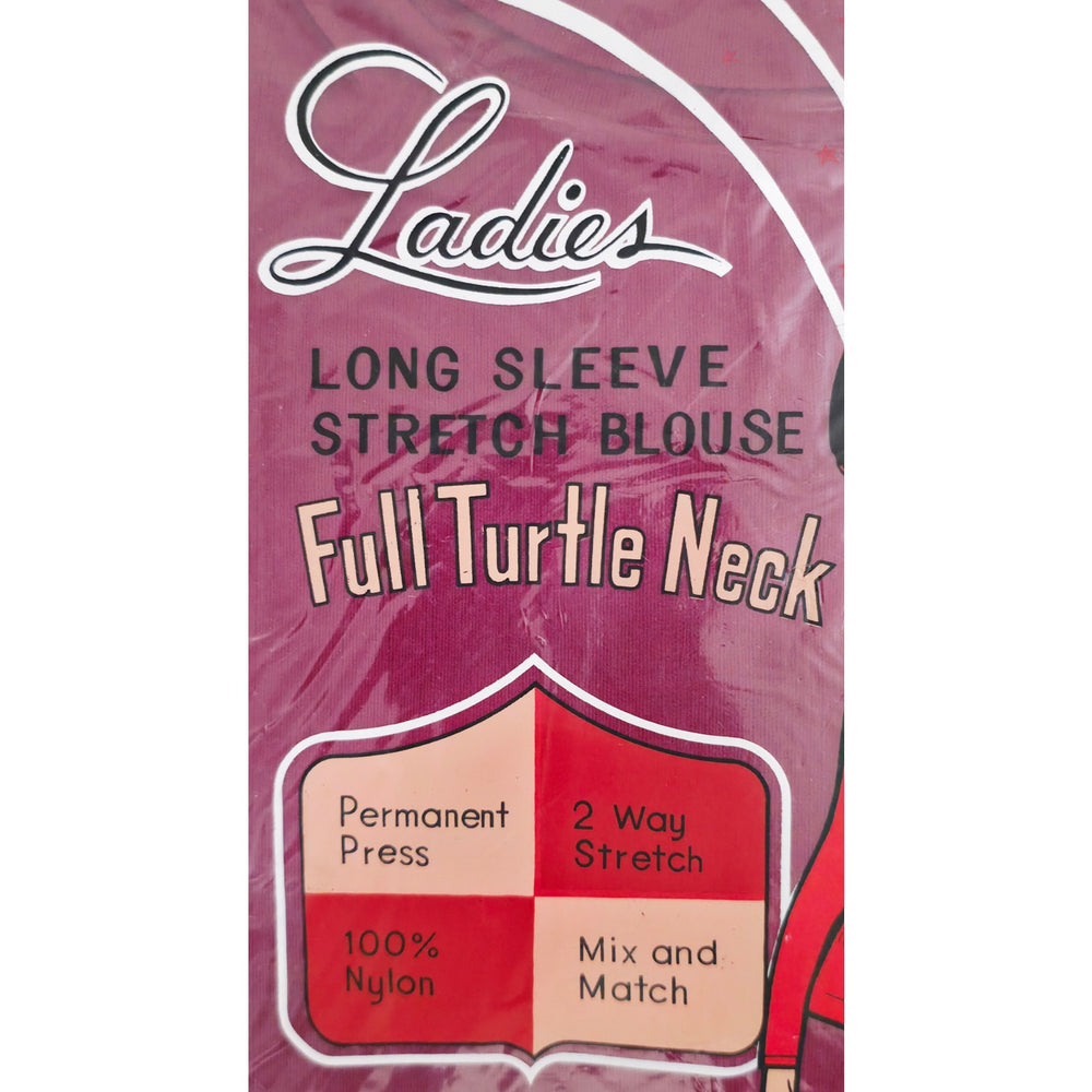 VINTAGE *NEW* 1960's Women's Thin Maroon Long Sleeve Mock Neck 100% Nylon Size M