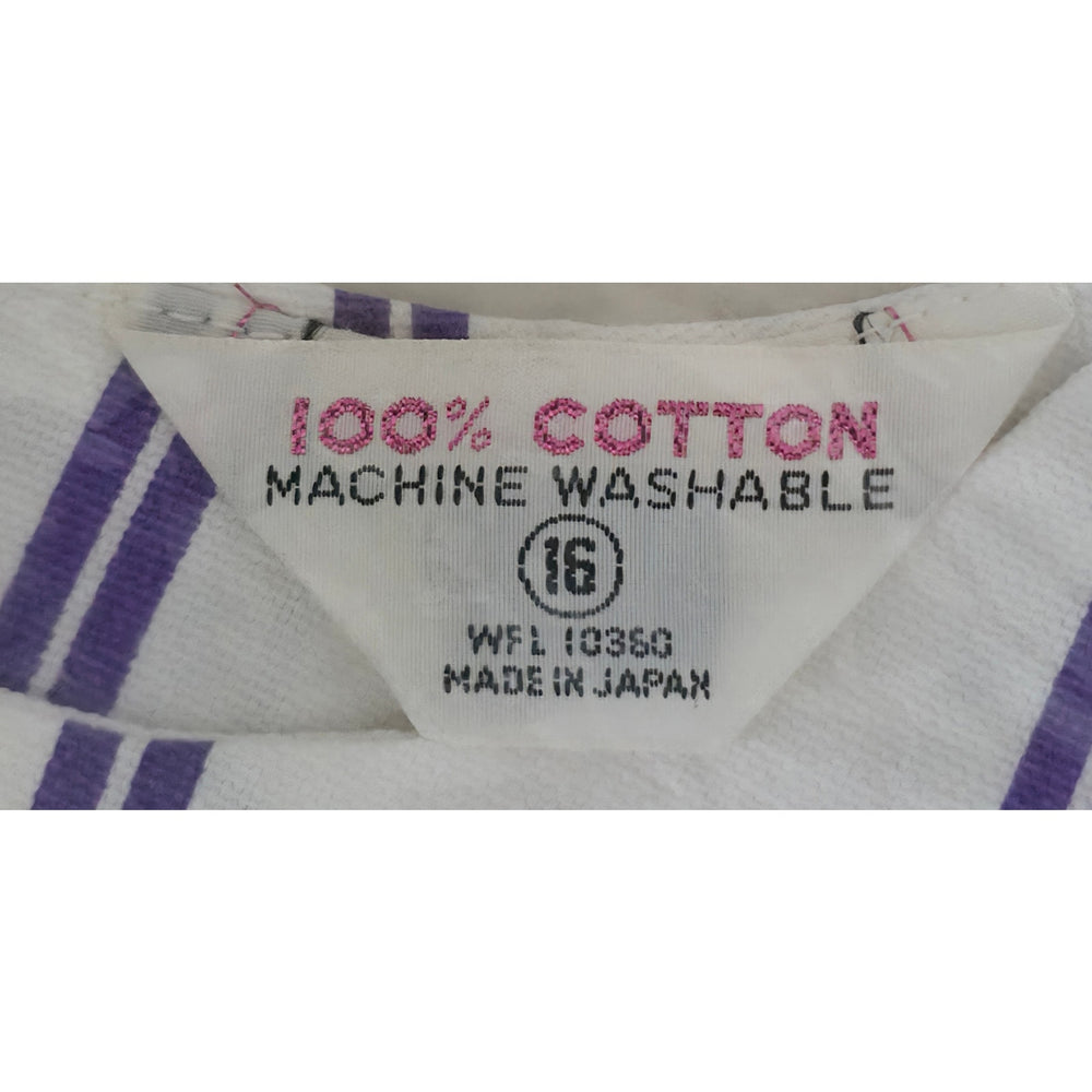 VINTAGE *NEW* 1960's Purple/White Stripe Waist Tie Romper Size 16 Made in Japan