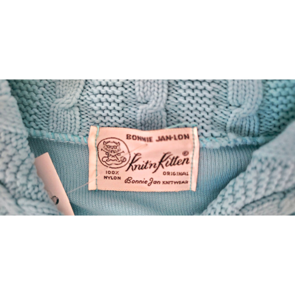 VINTAGE *NEW* 1960's Light Blue Collared Sweater with Buttons 100% Nylon Size 38