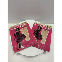VINTAGE *NEW* 1960's Kayser Hosiery Seamless-Shell Beige Sz 10.5 2-Pack