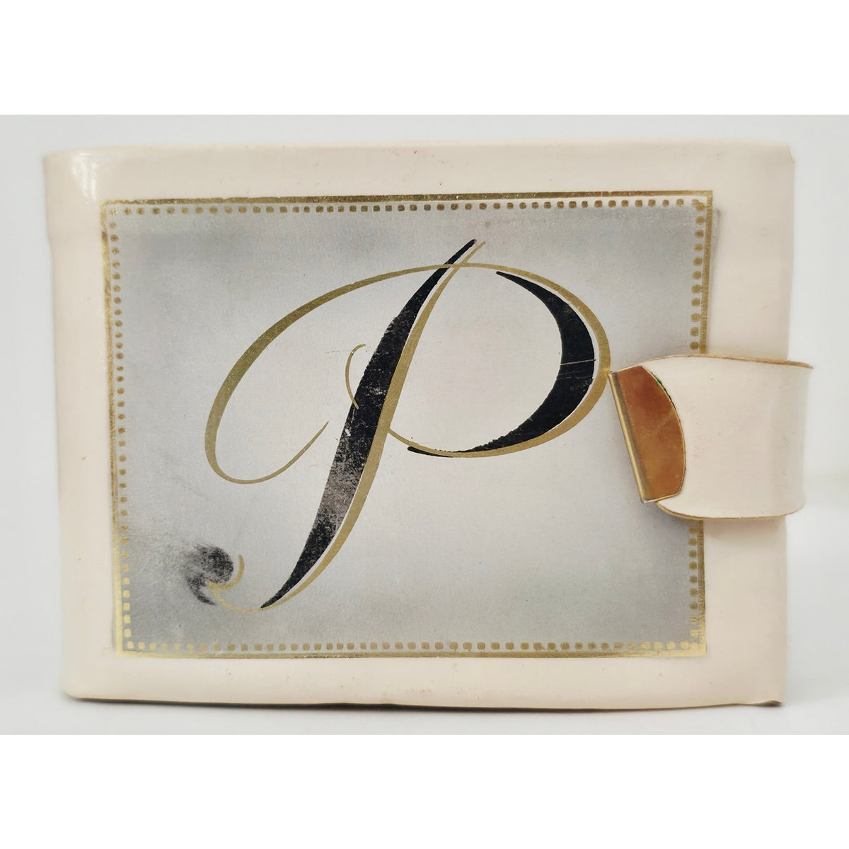 VINTAGE *PRISTINE* 1970's Cream with "P" Initial Bi-Fold Coin, Photo and Cash Wallet