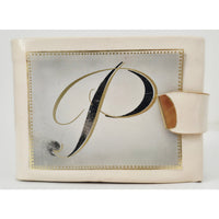 VINTAGE *PRISTINE* 1970's Cream with "P" Initial Bi-Fold Coin, Photo and Cash Wallet