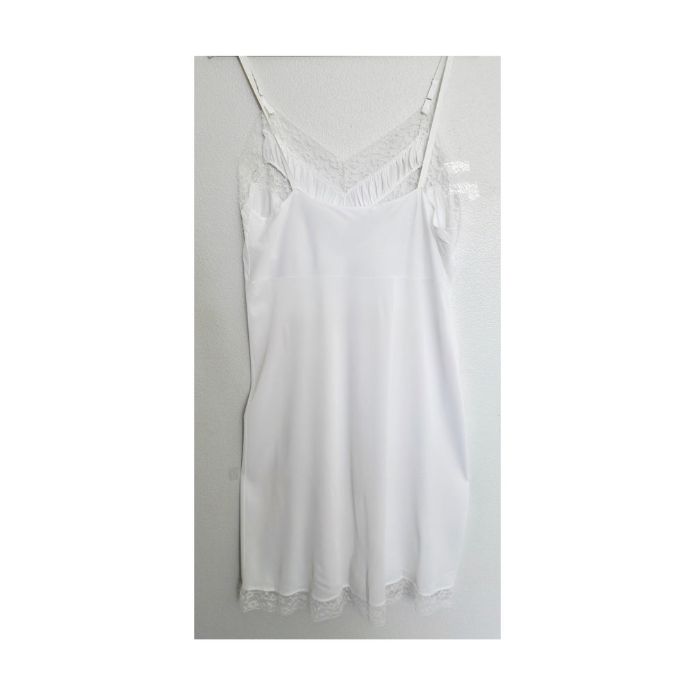 VINTAGE *NEW* 1960's Women's White  with Lace Trim Slip Dress Size 44