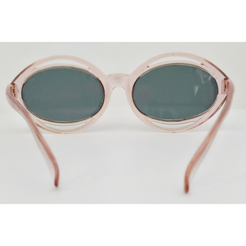 VINTAGE *NEW* 1970's Glam Unisex Pink Oval Frame with Smoke Gray Lens Sunglasses