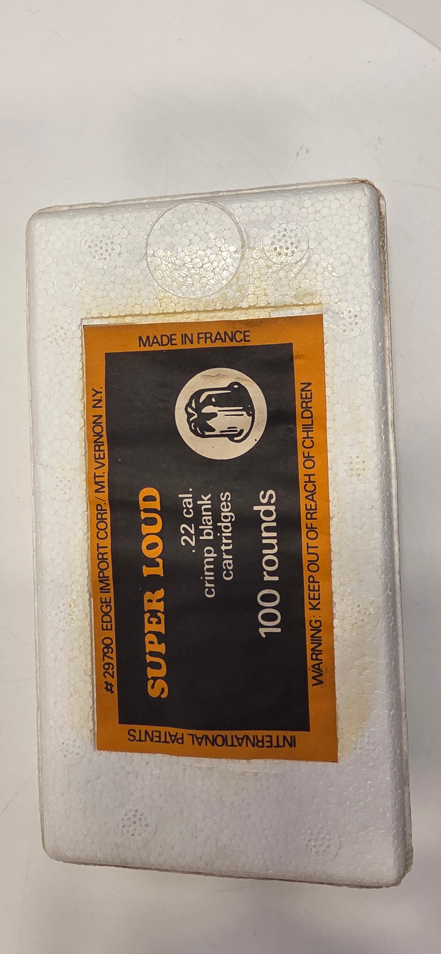 VINTAGE *NEW* Edge Import Super Loud .22 cal crimp blank cartridges 100 rounds