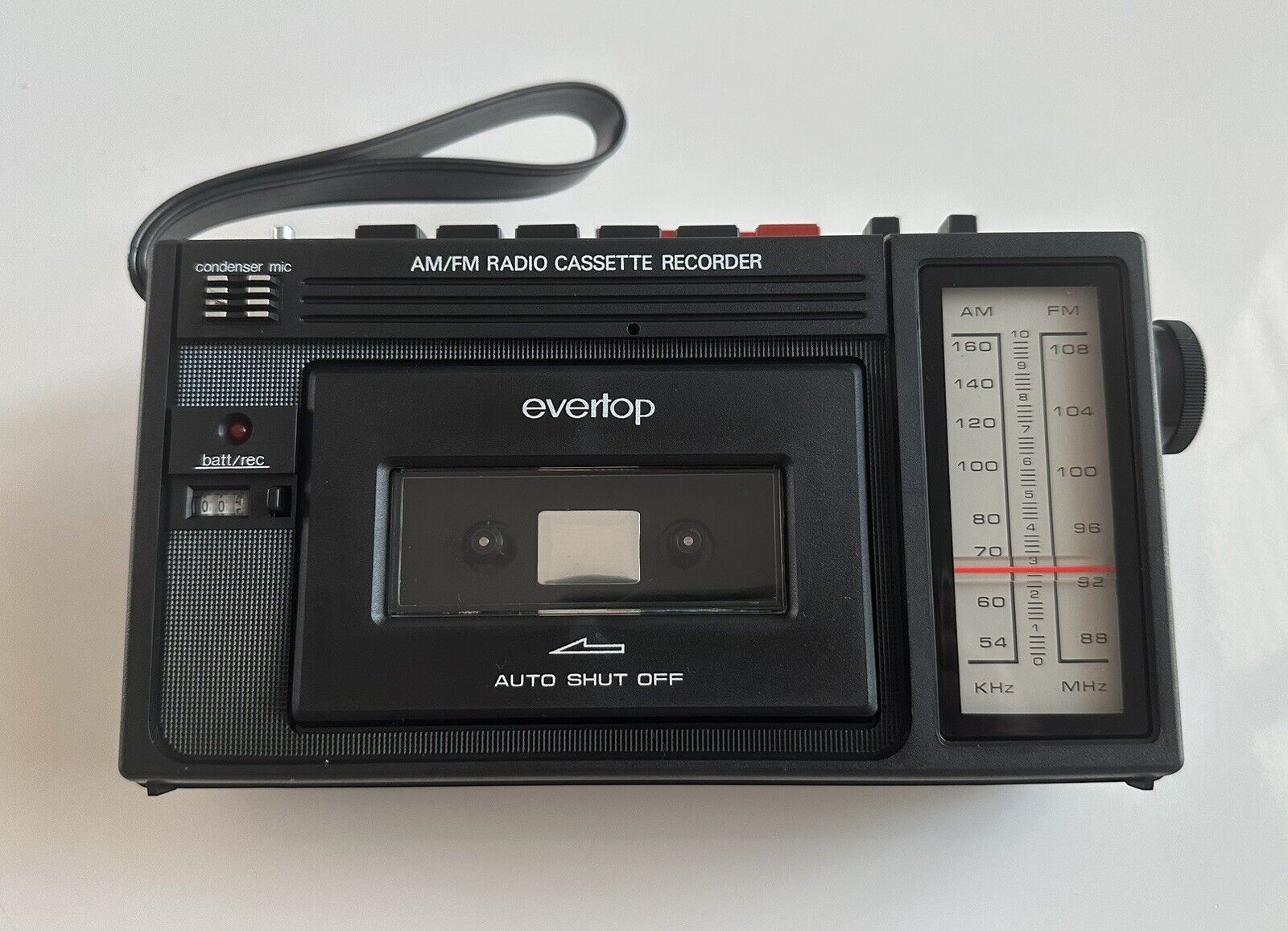 VINTAGE Evertop Model MCTR-202 Cassette Tape Recorder AM/FM Radio *Pristine NOS